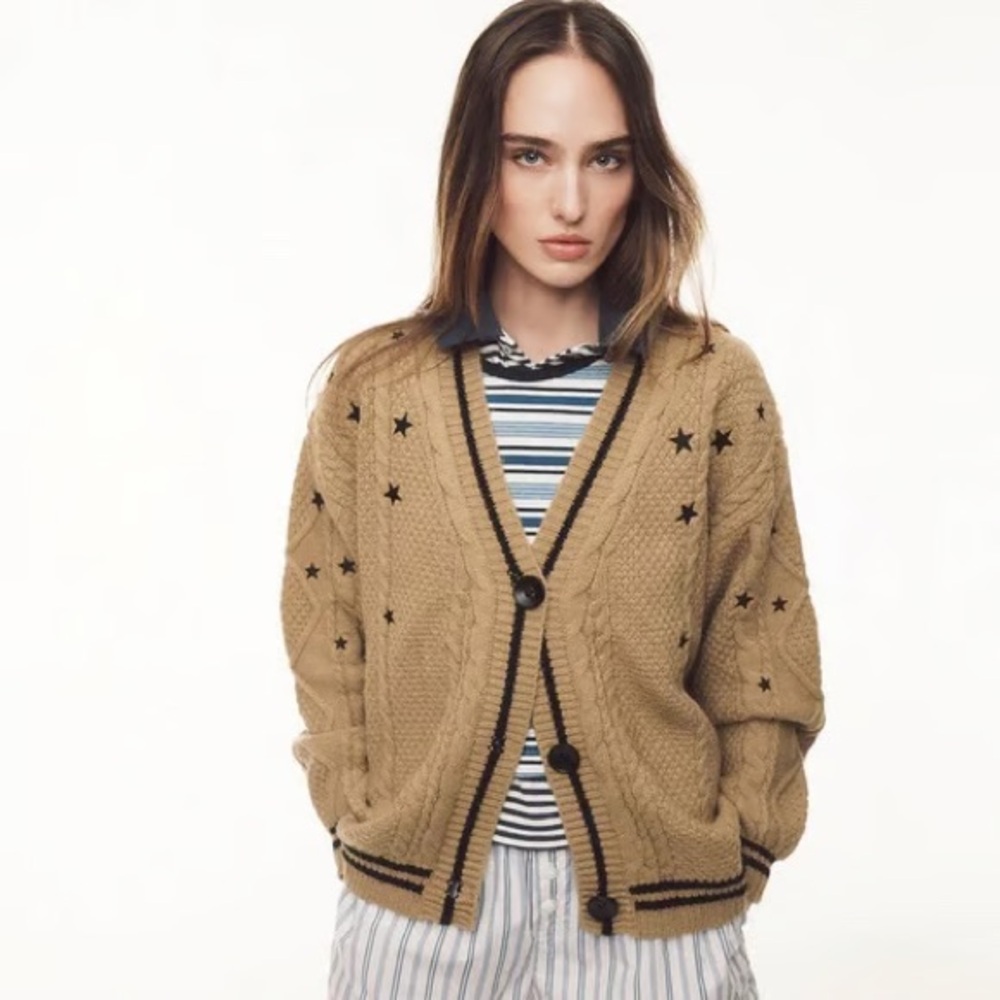Taylor Swift Fearless Tan Cardigan with Black Stars